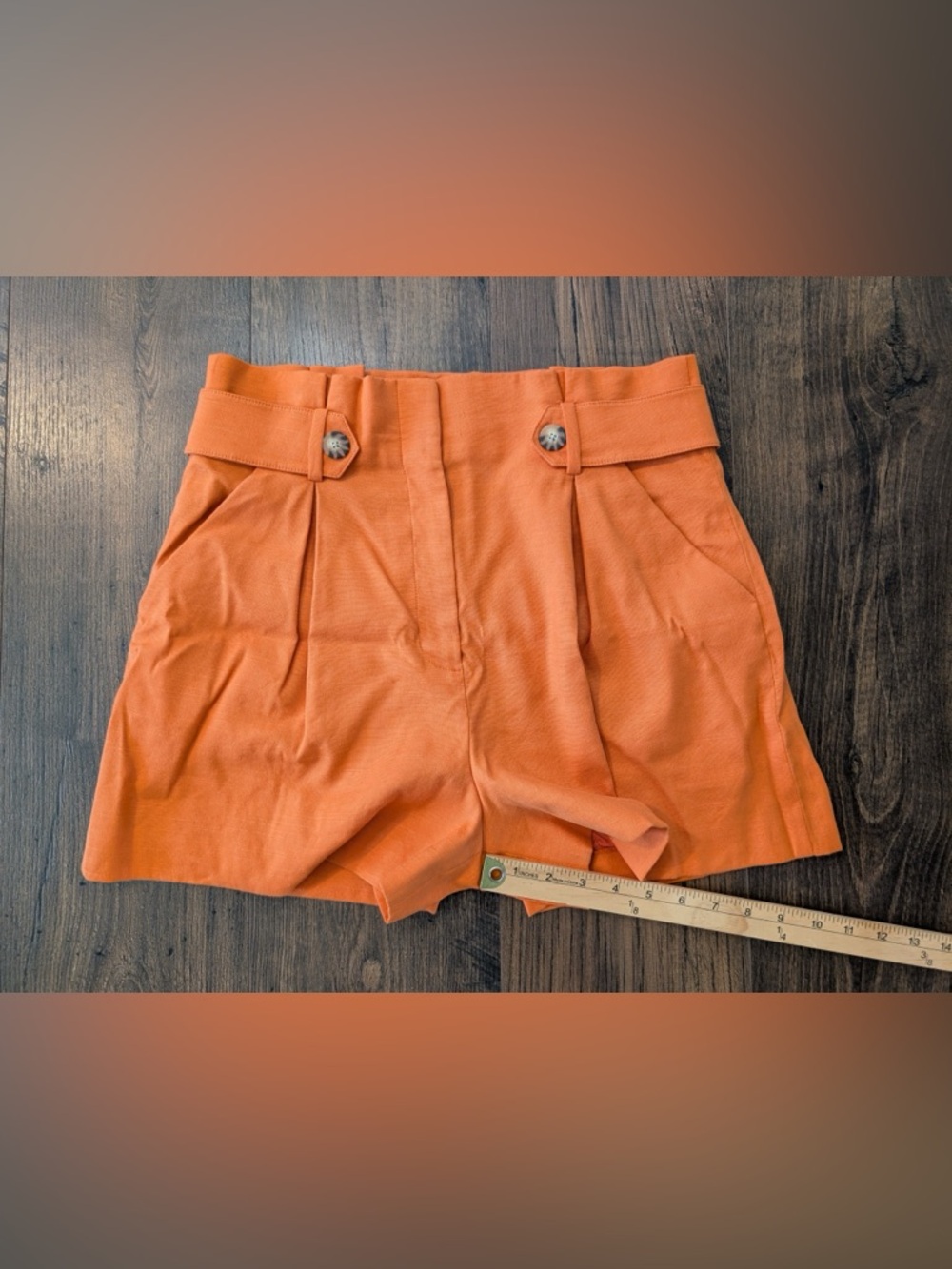 Veronica Beard Franzi Linen Blend Pleated Shorts Orange Size 6 - Picture 12 of 12